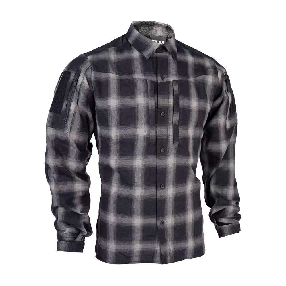 Bacraft TRN Tactical Plaid Shirt Long Sleeve Breathable Tactical Combat Commuting Shirt for Spring and Autumn