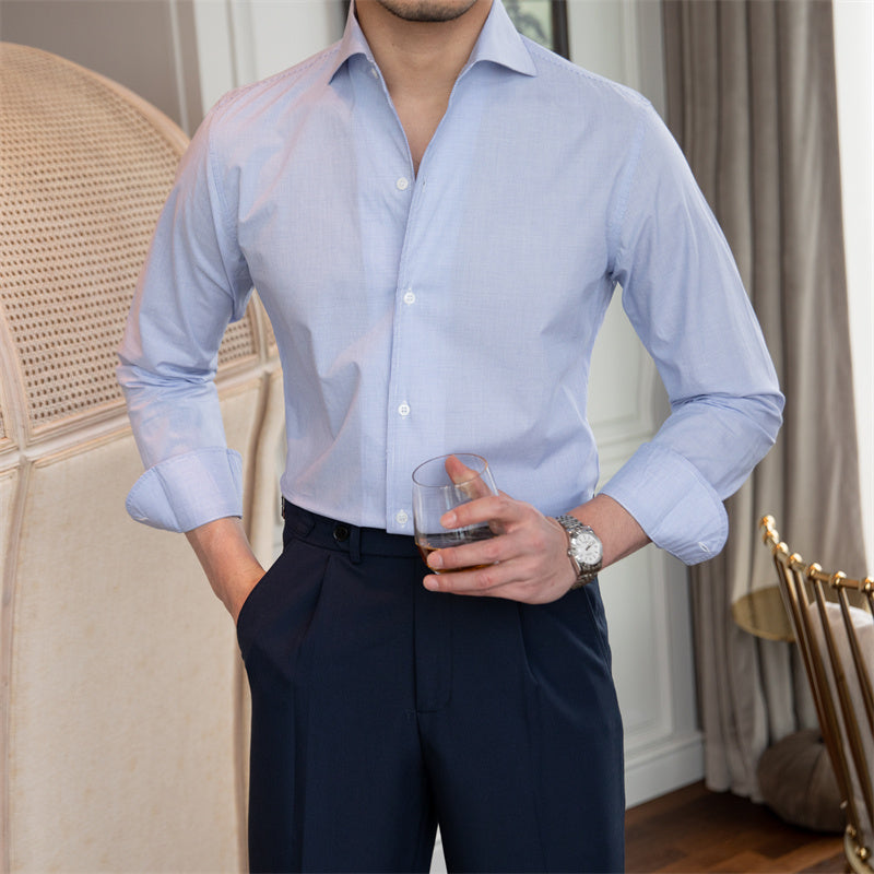 Men's Slim Commuting Daily Casual Plaid Long Sleeve Shirt